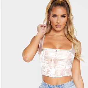 Pink satin corset top